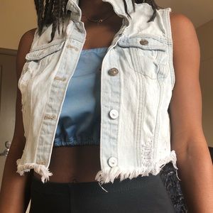 DISTRESSED DENIM VEST